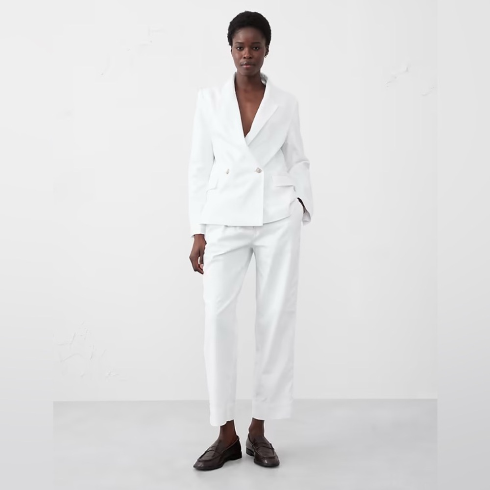 NWT! Banana Republic White Tapered Linen Blend Pull On Pant - Multiple 🖤 706574